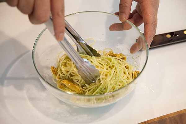 ホヤと和風ジェノバソースパスタの作り方8